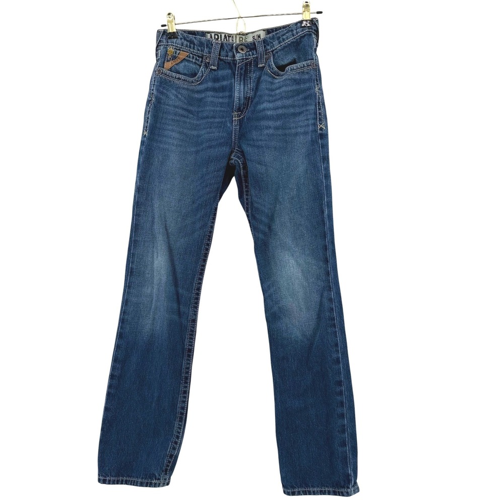 Ariat B5 Slim Boys Medium Wash Straight Leg Denim Jeans Size 16 Adjustable Waist